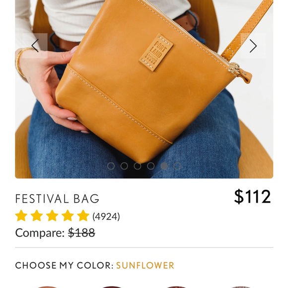Portland Leather Festival Crossbody Bag with Adjustable Strap in Sunflower - Picture 11 of 12